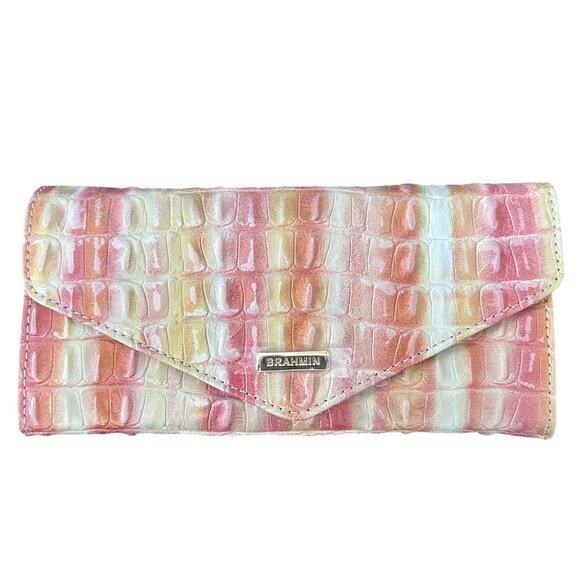 BRAHMIN Veronica‎ Embossed Leather Trifold Wallet Multicolor Royalton - Picture 1 of 5